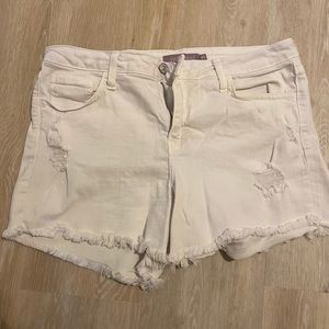 JUST USA Willa Distressed Fray Hem Denim Short
